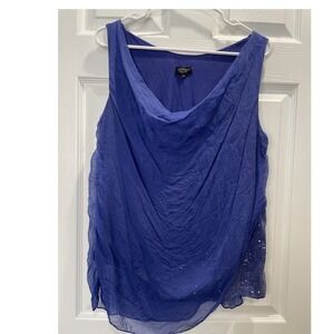 HTrend Silk Cowl Neck Sleeveless Sequin Tank Top Made in‎ Italy M